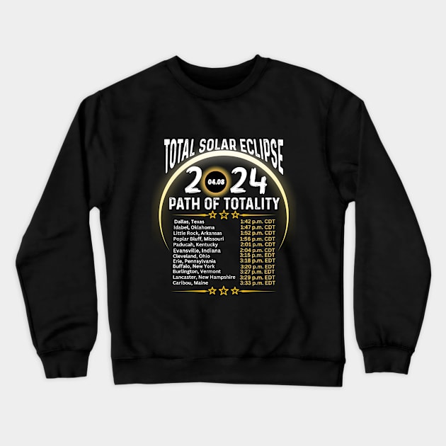 Path Of Totality North America Tour State Solar Eclipse 2024 Crewneck Sweatshirt by Peter smith